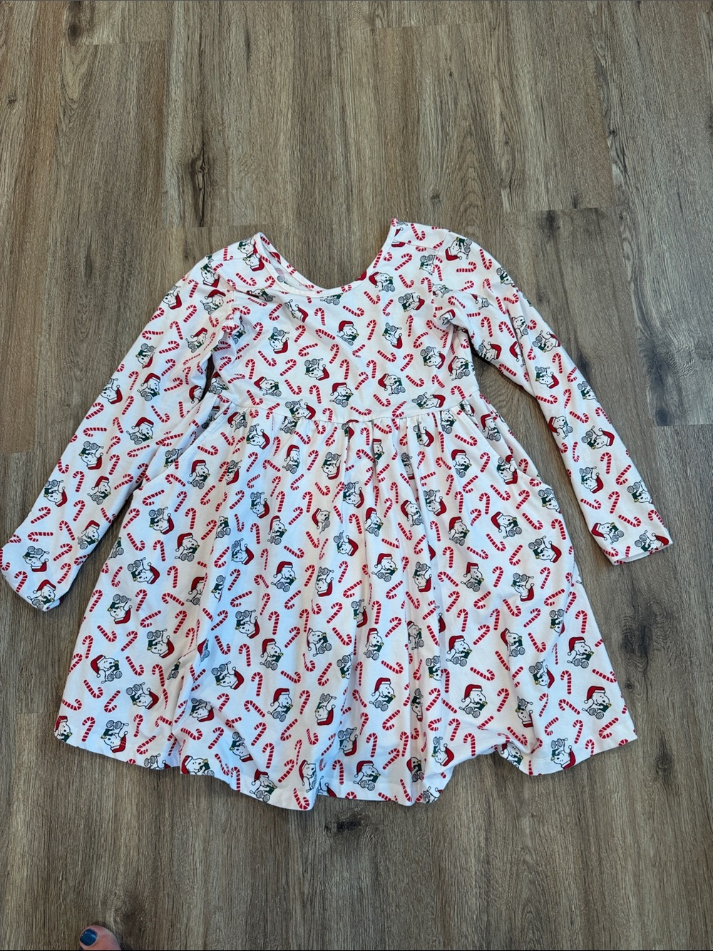 Hanna Andersson White Dress with Red Candy Canes & Black Penguins